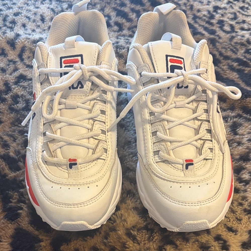 Fila White Sneakers with Red Details